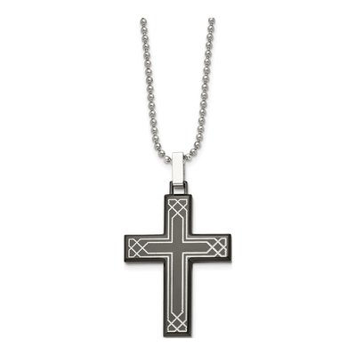 Black Stainless Steel Cross Pendant Necklace – view 4