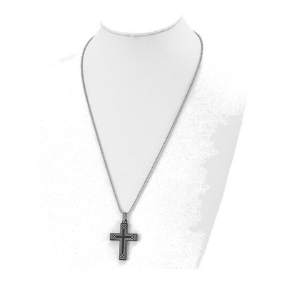 Black Stainless Steel Cross Pendant Necklace – view 5
