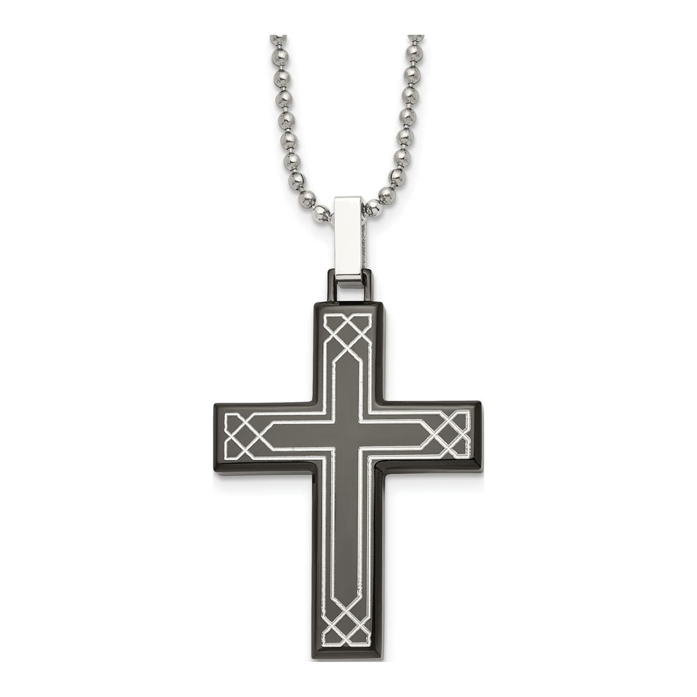 Black Stainless Steel Cross Pendant Necklace