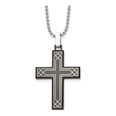 Black Stainless Steel Cross Pendant Necklace