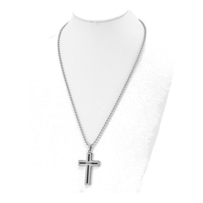 Black Stainless Steel Cross Pendant Necklace – view 5