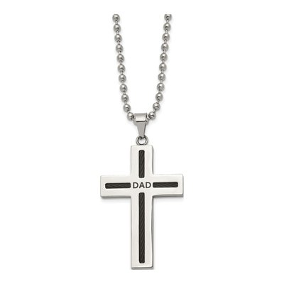 Black Stainless Steel Cross Pendant Necklace