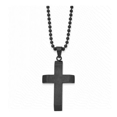 Black Stainless Steel Cross Pendant Necklace – view 4