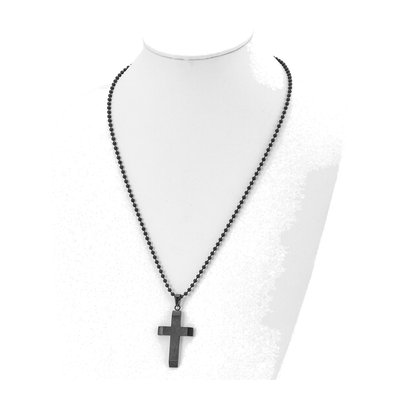 Black Stainless Steel Cross Pendant Necklace – view 5