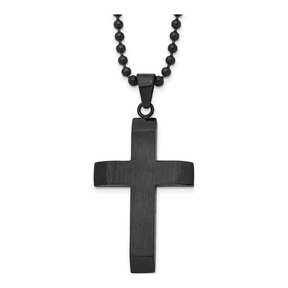 Black Stainless Steel Cross Pendant Necklace