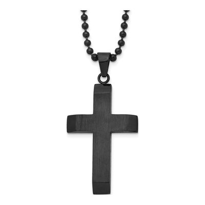 Black Stainless Steel Cross Pendant Necklace