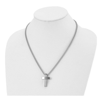 Stainless Steel Cross Curb Pendant Necklace – view 5