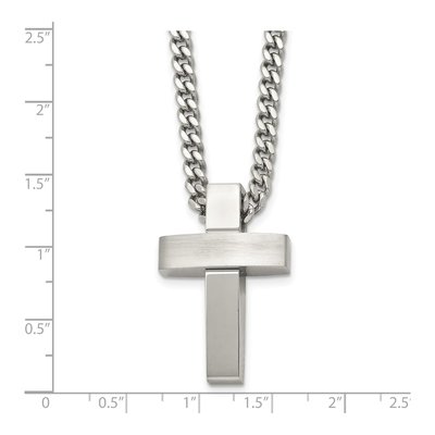 Stainless Steel Cross Curb Pendant Necklace – view 6