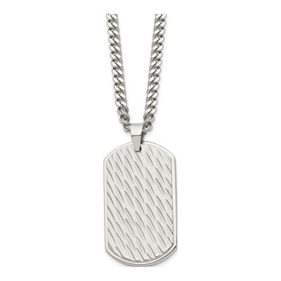 Stainless Steel Dog Tag Curb Pendant Necklace – view 4