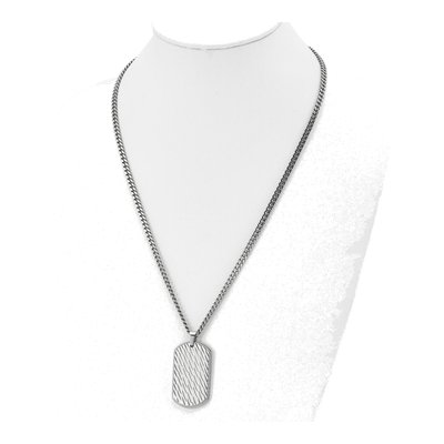 Stainless Steel Dog Tag Curb Pendant Necklace – view 5