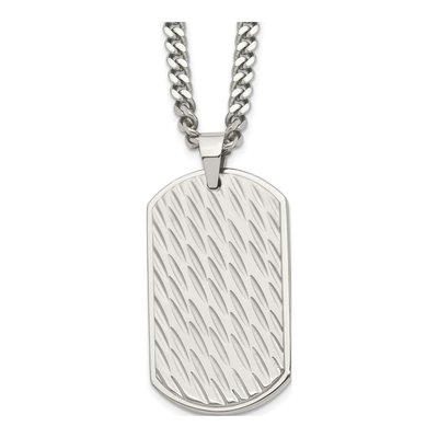 Stainless Steel Dog Tag Curb Pendant Necklace