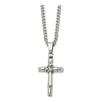 Stainless Steel Reversible Cross Pendant Necklace – view 3