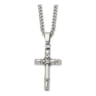 Stainless Steel Reversible Cross Pendant Necklace