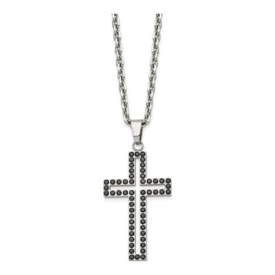 Stainless Steel CZ Cross Pendant Necklace – view 4