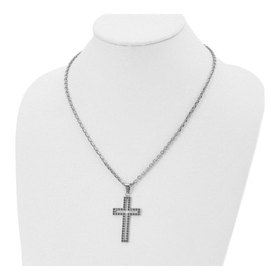 Stainless Steel CZ Cross Pendant Necklace – view 5