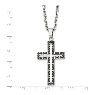 Stainless Steel CZ Cross Pendant Necklace – view 6