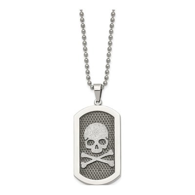Stainless Steel Skull Dog Tag Pendant Necklace – view 3