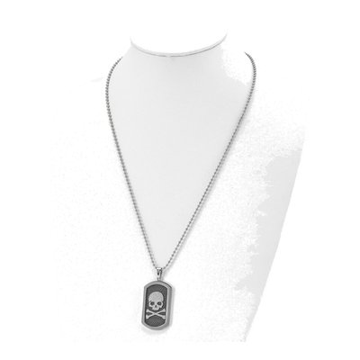 Stainless Steel Skull Dog Tag Pendant Necklace – view 5
