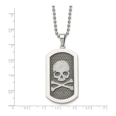 Stainless Steel Skull Dog Tag Pendant Necklace – view 6