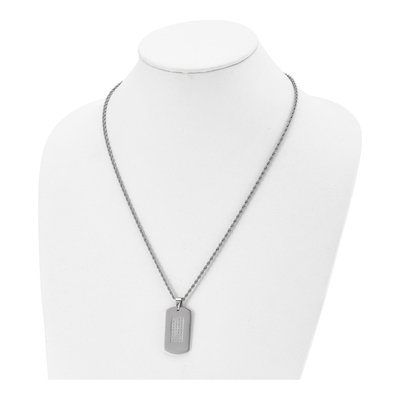 Stainless Steel CZ Dog Tag Pendant Necklace – view 5