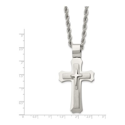Stainless Steel Triple Cross Rope Pendant Necklace – view 4
