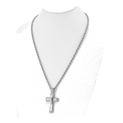 Stainless Steel Triple Cross Rope Pendant Necklace – view 5