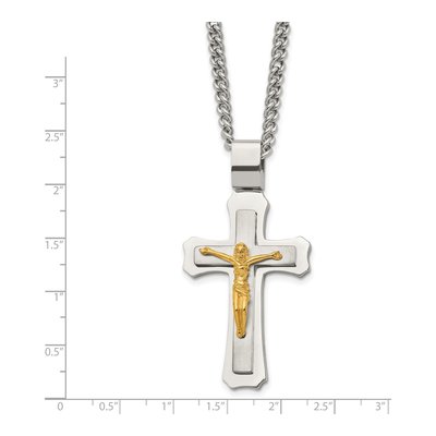 Stainless Steel IP Crucifix Pendant Necklace – view 4