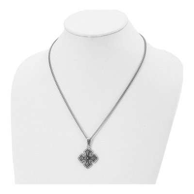 Black Stainless Steel CZ Celtic Cross Pendant Necklace – view 5