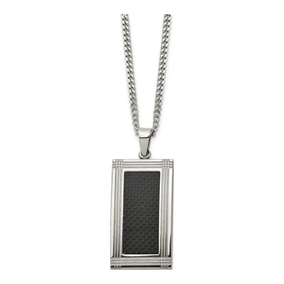 Stainless Steel Carbon Fiber Dog Tag Pendant Necklace – view 4
