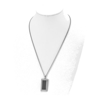 Stainless Steel Carbon Fiber Dog Tag Pendant Necklace – view 5