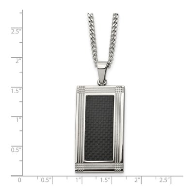 Stainless Steel Carbon Fiber Dog Tag Pendant Necklace – view 6