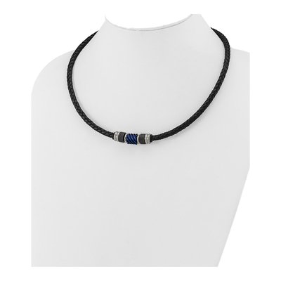 Stainless Steel Leather Necklace – view 5
