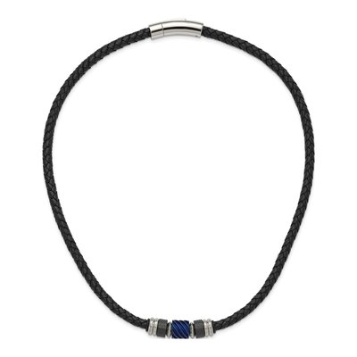 Stainless Steel Leather Necklace – view 6