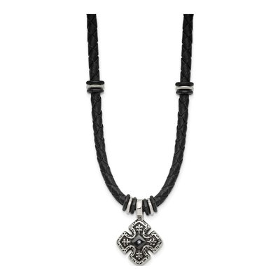 Black Stainless Steel CZ Necklace – view 4