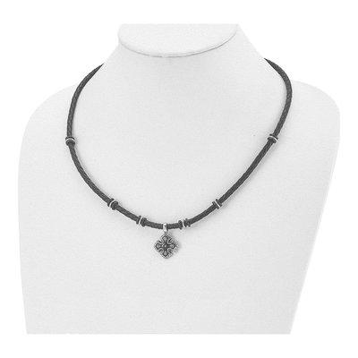 Black Stainless Steel CZ Necklace – view 5