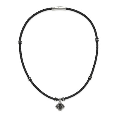 Black Stainless Steel CZ Necklace – view 6