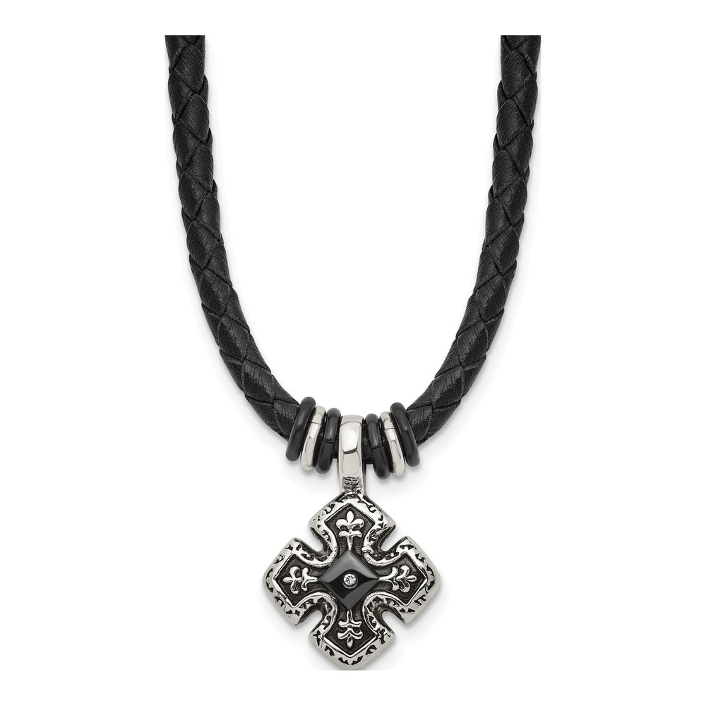 Men's Chisel Stainless Steel Black IP CZ Necklace