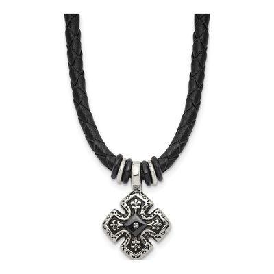 Black Stainless Steel CZ Necklace