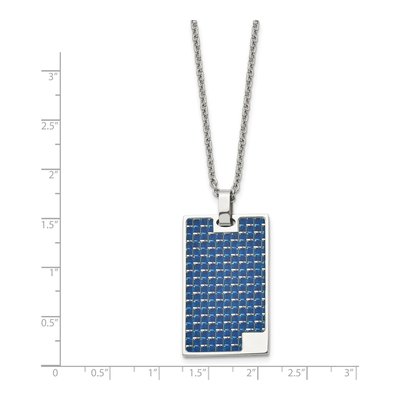 Stainless Steel Blue Carbon Fiber Dog Tag Pendant Necklace – view 4
