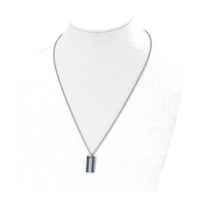 Stainless Steel Blue Carbon Fiber Dog Tag Pendant Necklace – view 5