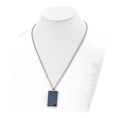 Black Stainless Steel Blue Carbon Fiber Pendant Necklace – view 5