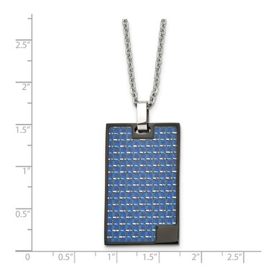 Black Stainless Steel Blue Carbon Fiber Pendant Necklace – view 6