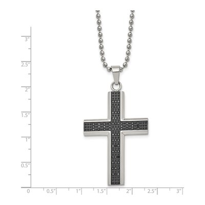Black Stainless Steel 1/2 ct tw Diamond Cross Pendant Necklace – view 4