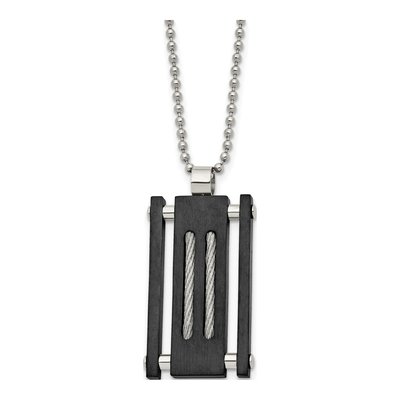 Black Stainless Steel Dog Tag Pendant Necklace