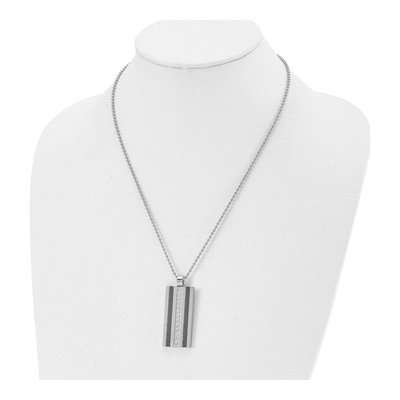 Black Stainless Steel CZ Dog Tag Pendant Necklace – view 5