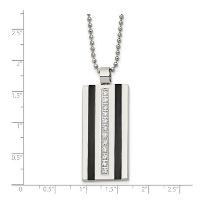 Black Stainless Steel CZ Dog Tag Pendant Necklace – view 6