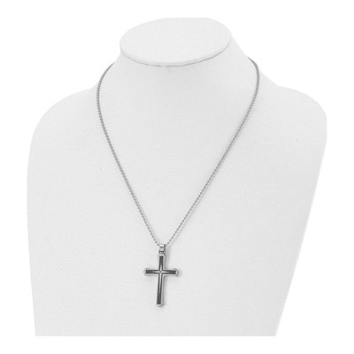 Black Stainless Steel CZ Cross Pendant Necklace – view 5