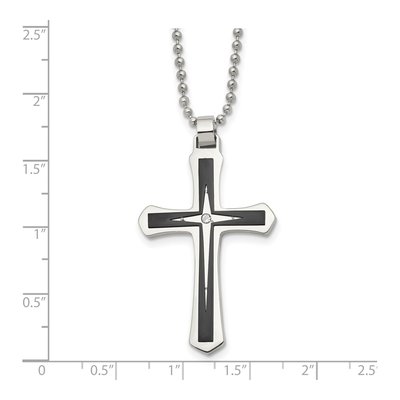 Black Stainless Steel CZ Cross Pendant Necklace – view 6