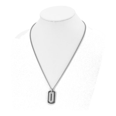 Black Stainless Steel CZ Dog Tag Pendant Necklace – view 5