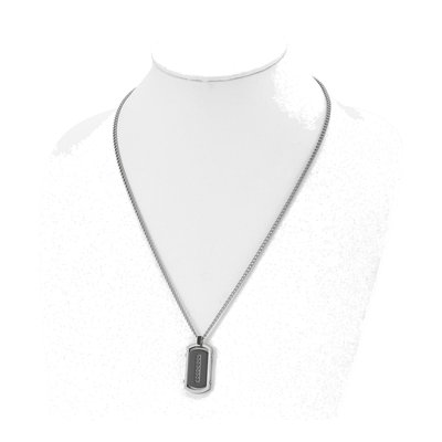 Black Stainless Steel CZ Dog Tag Pendant Necklace – view 5